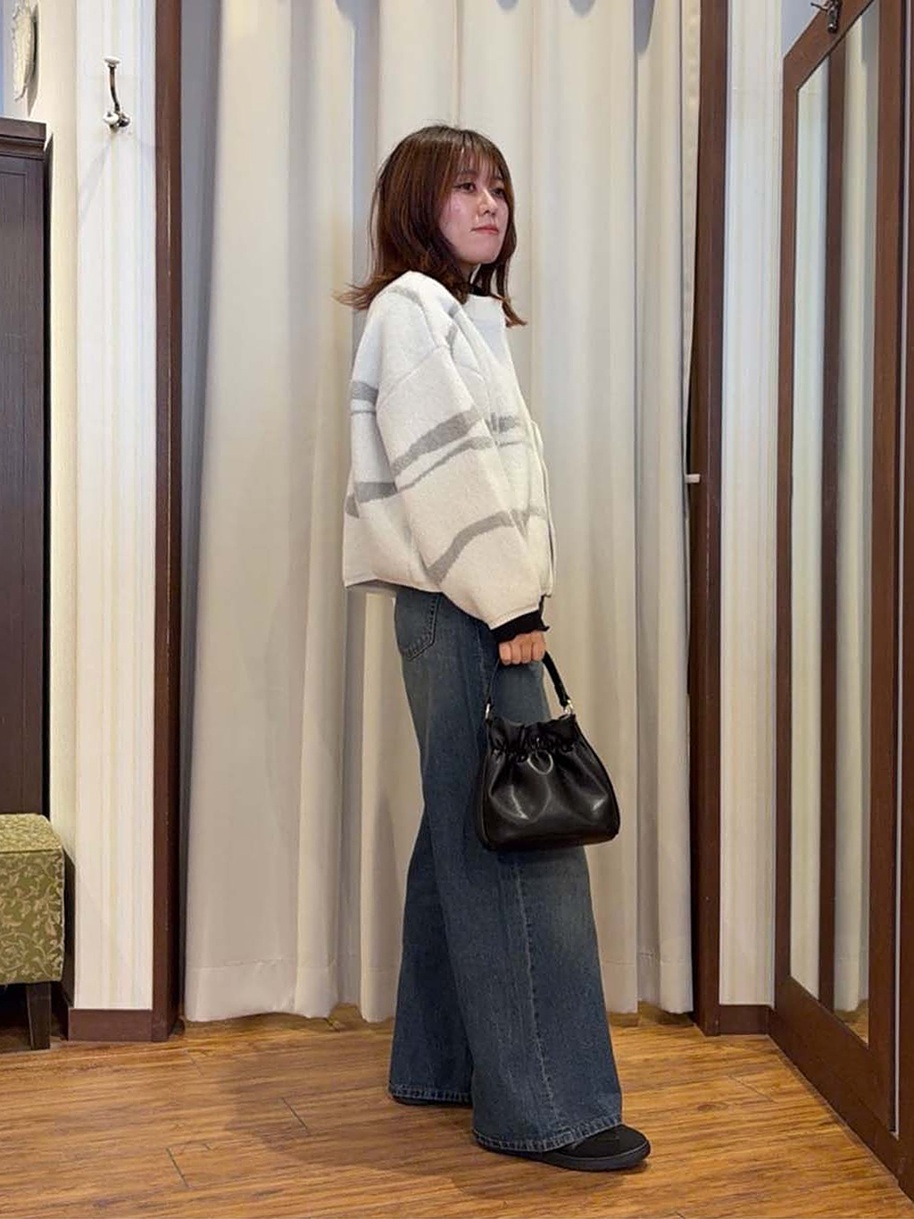 yuzukaさんの「SHOO･LA･RUE｜【選べる4柄】ダブルZIPで着こなし色々 柄カーディガン」を使ったコーディネート