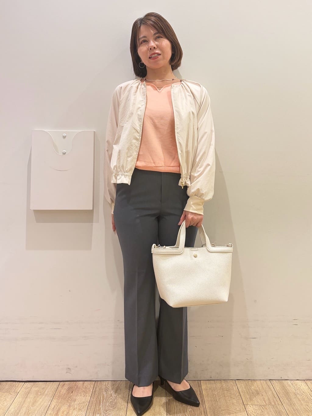 YUKOさんの「index｜接触冷感ノーカラーブルゾン【洗濯機OK／防シワ】」を使ったコーディネート