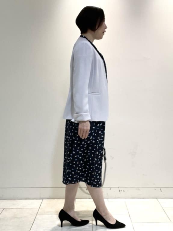 フミさんの「Reflect｜【SS-4Lサイズ／通勤／セットアップ可】ノーカラージャケット」を使ったコーディネート