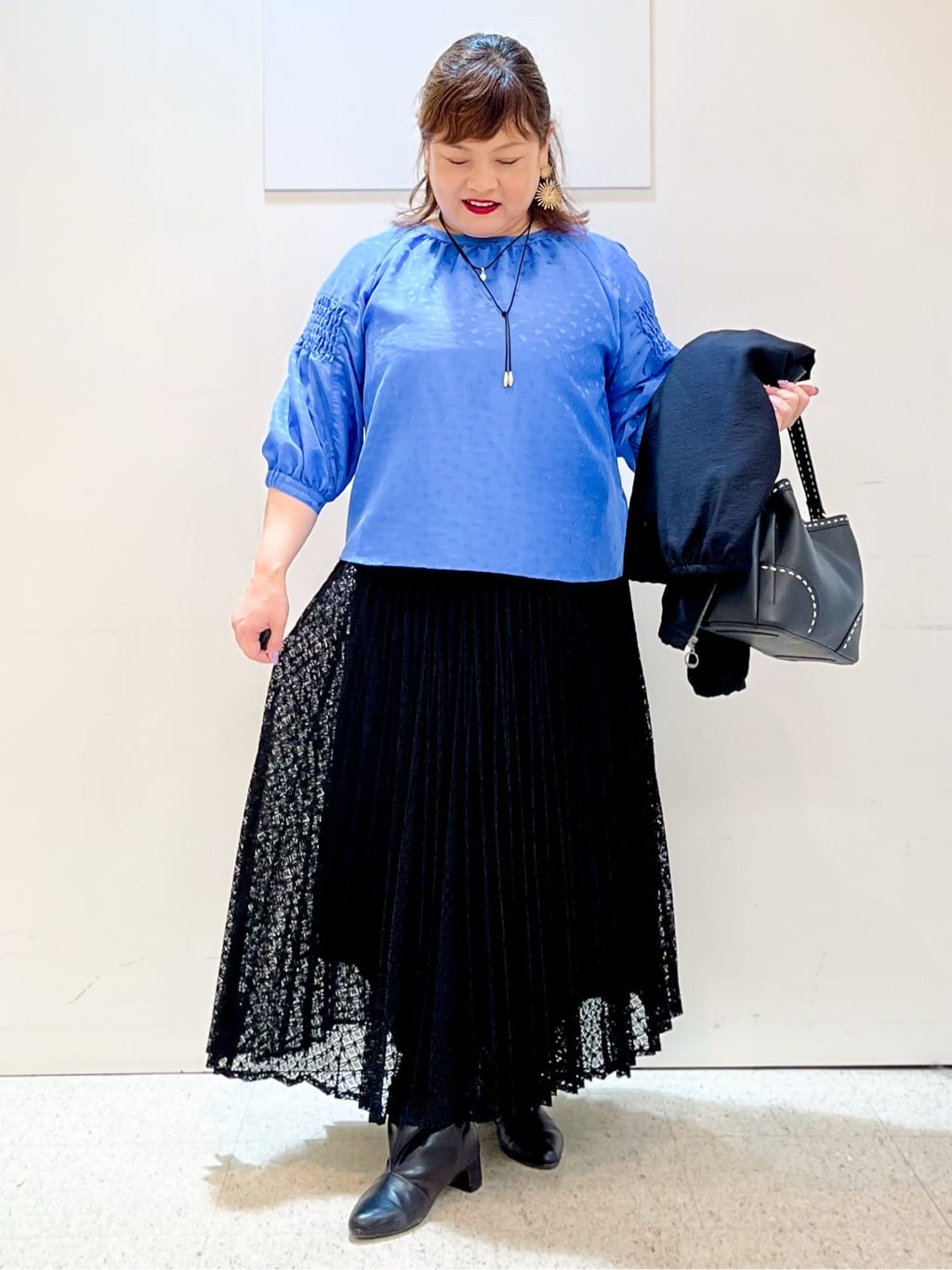 kimmyさんの「Reflect｜【イージーケア】サークルダイヤ柄レースプリーツスカート」を使ったコーディネート