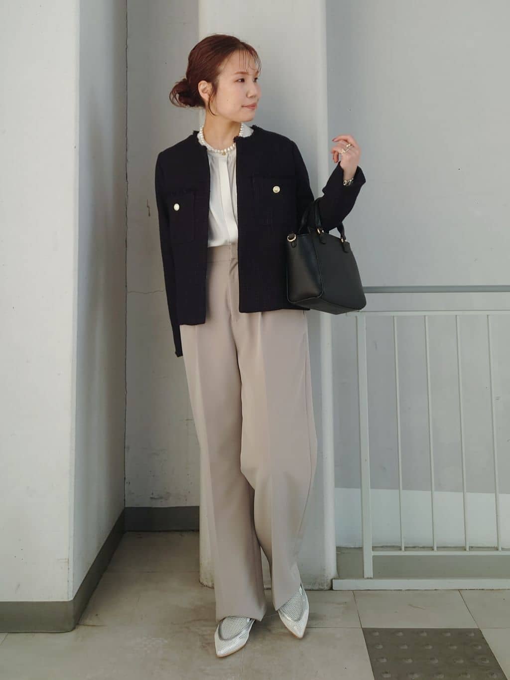 maruさんの「THE SHOP TK｜【通勤・セレモニー】ツイードノーカラージャケット」を使ったコーディネート