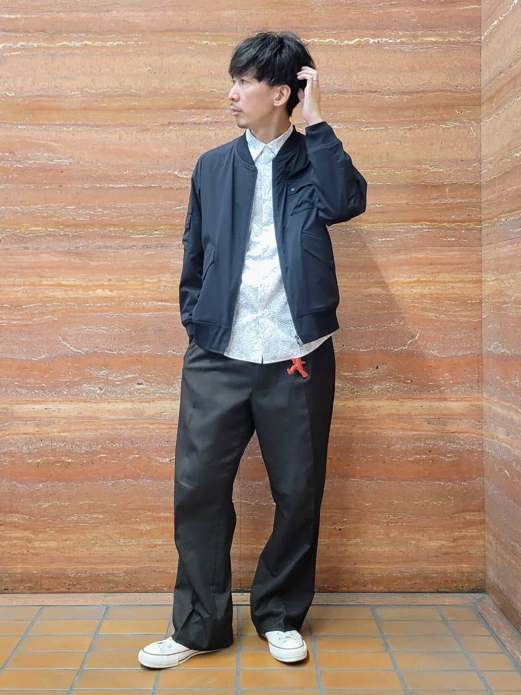 piroyaさんの「TAKEO KIKUCHI｜【BOWLER HAT LABEL】撥水 MA－1ブルゾン」を使ったコーディネート