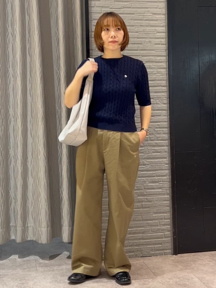 ga_riさんの「THE SHOP TK｜【POLO BCS 別注】5分袖ケーブルニット」を使ったコーディネート