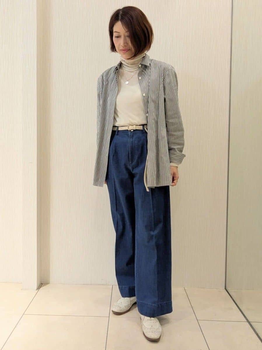 u-macoさんの「UNTITLED｜【ハイネック/レイヤード/重ね着におすすめ】トリコットベロア シアーインナー」を使ったコーディネート