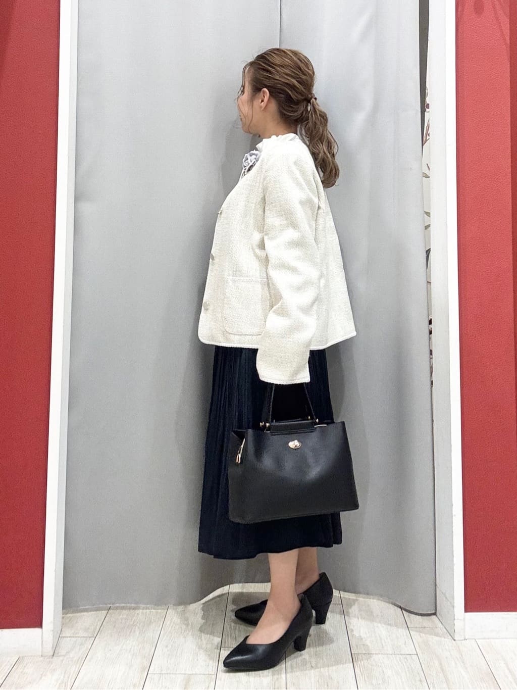 shioさんの「SHOO･LA･RUE｜【S-3L】オンとオフで印象が変わる ライトツイードジャケット」を使ったコーディネート