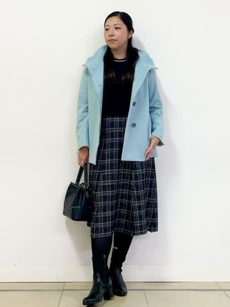 chisaさんの「Reflect｜【SS-4Lサイズ／衿が顔に当たらない◎】スタンドネックミドルコート」を使ったコーディネート