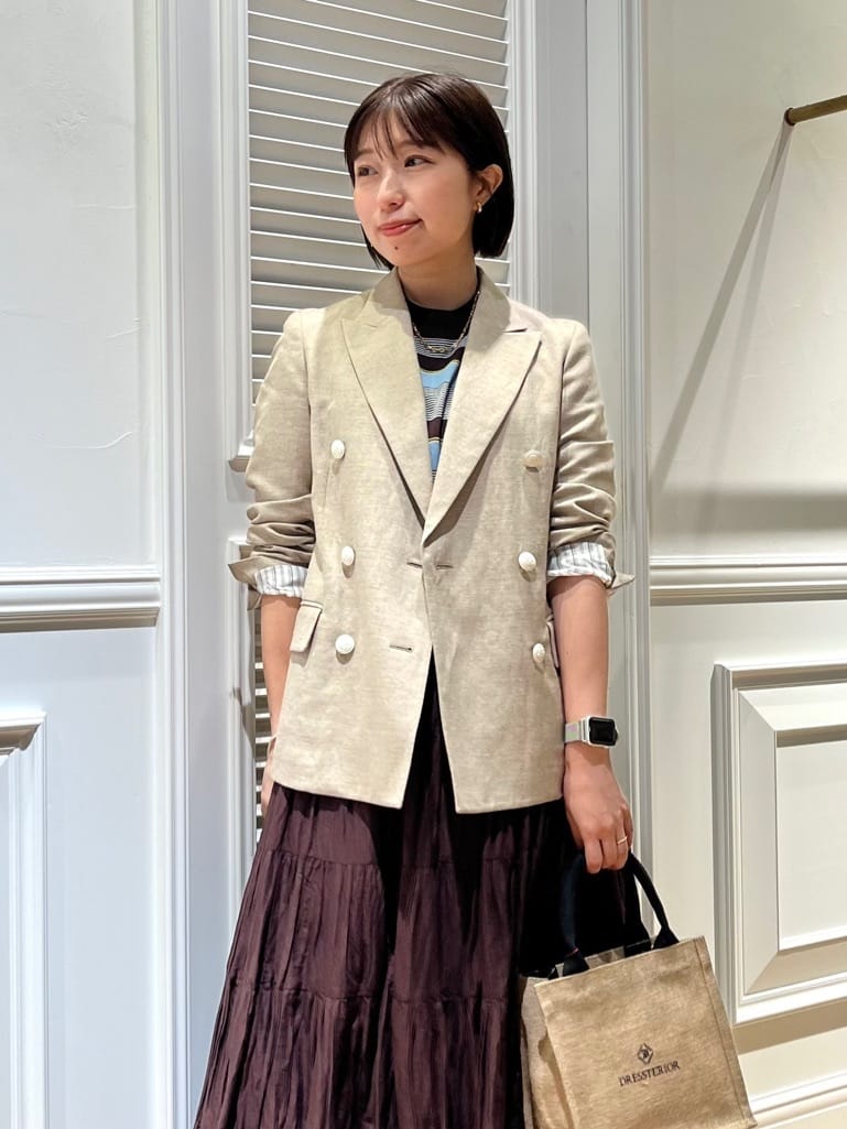 つじ まこさんの「DRESSTERIOR｜【セットアップ可】リネンブレンドダブルブレストジャケット」を使ったコーディネート