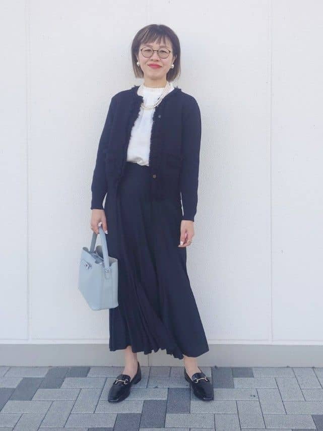 MUTSUKOさんの「UNTITLED｜【洗える/ジャケット風】ツイードニットカーディガン」を使ったコーディネート
