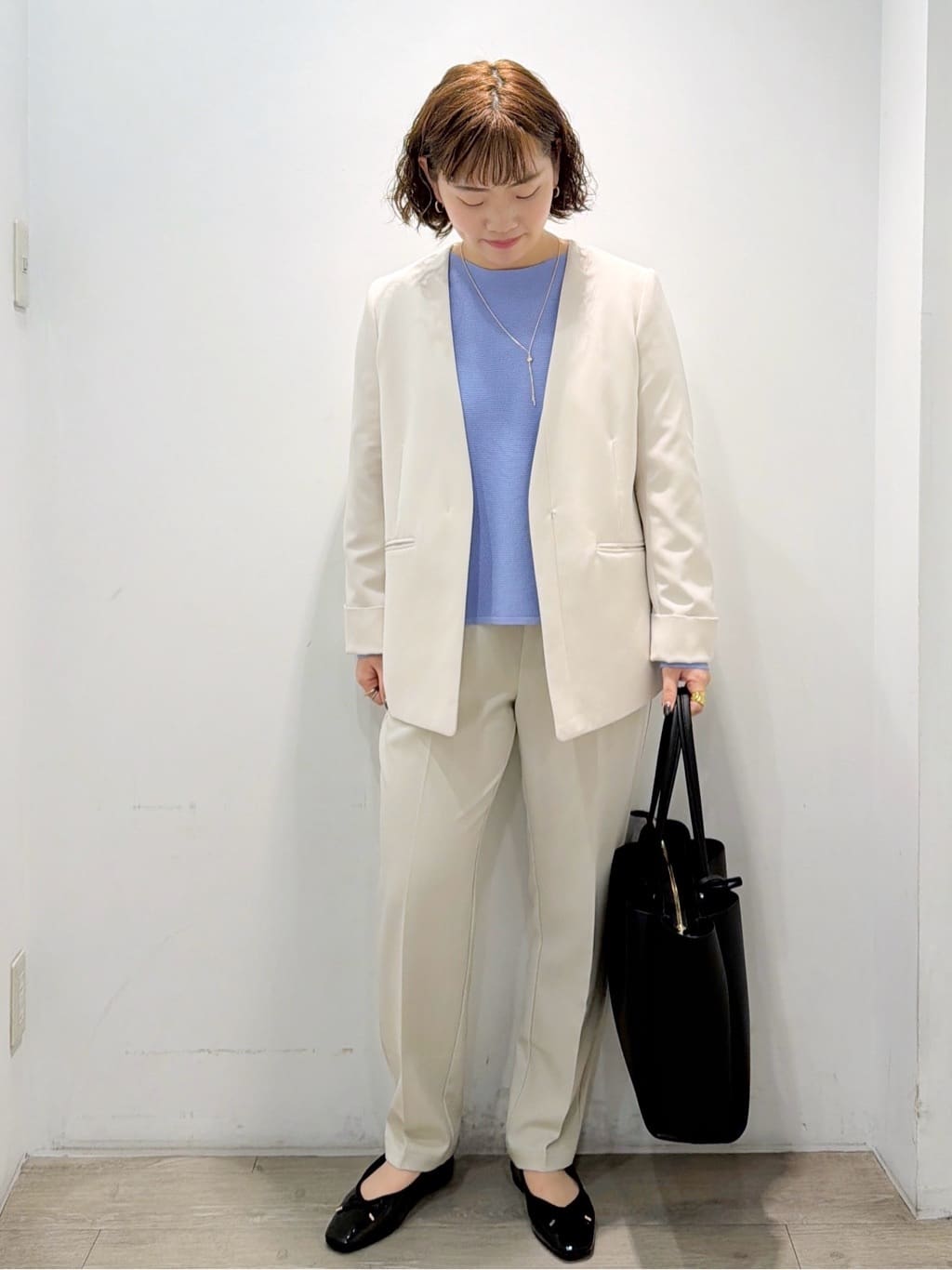 sumicaさんの「OPAQUE.CLIP｜《通勤／セットアップ対応》 Vネックジャケット／ダブルクロス【洗濯機OK】」を使ったコーディネート
