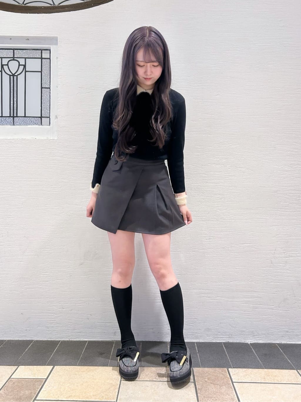 ゆうりさんの「ESPERANZA｜晴雨兼用リボン厚底ローファー」を使ったコーディネート