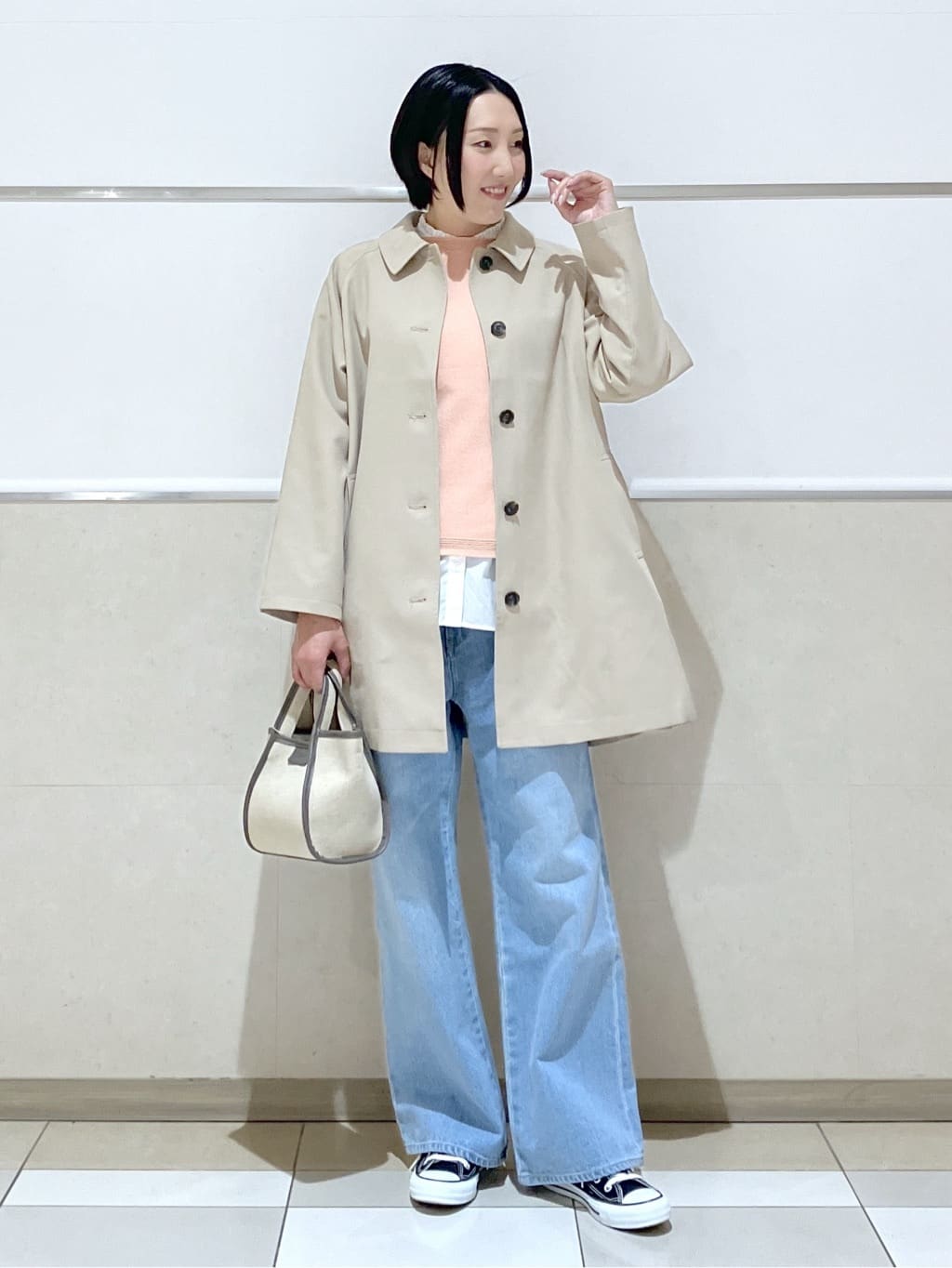 eriko さんの「Dessin｜【花粉ガード/撥水加工/洗える】ステンカラースプリングコート」を使ったコーディネート