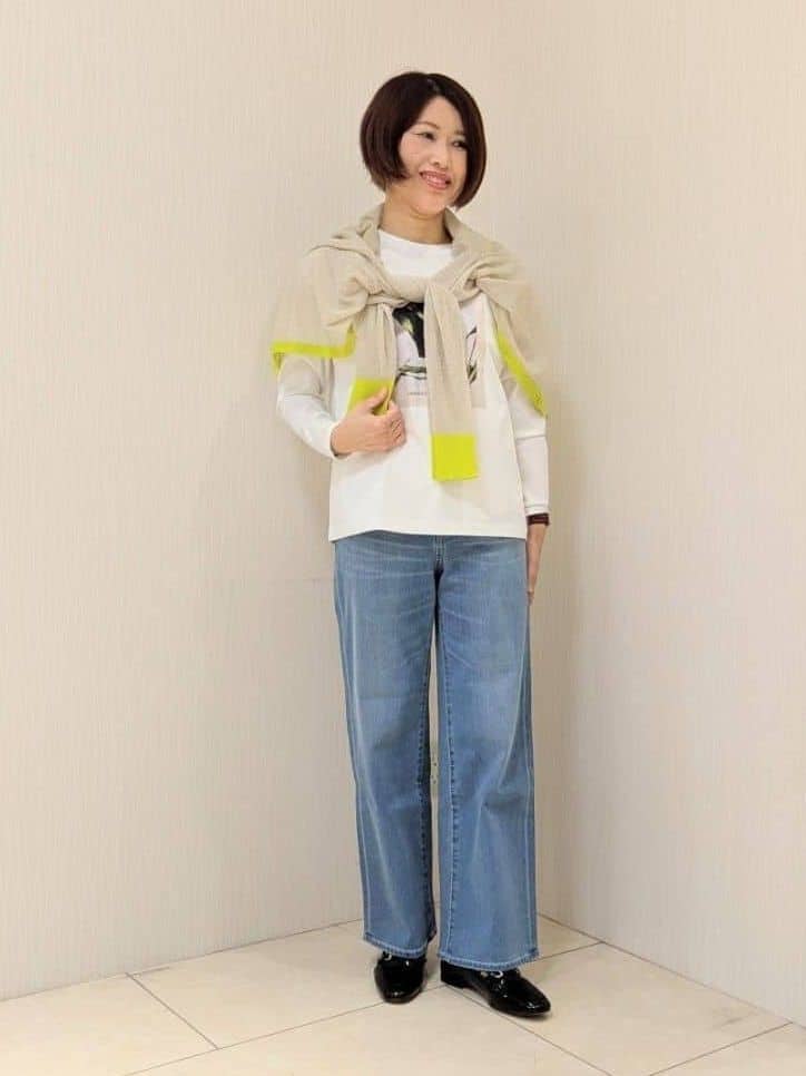 u-macoさんの「UNTITLED｜【洗える】シアーニットカーディガン」を使ったコーディネート