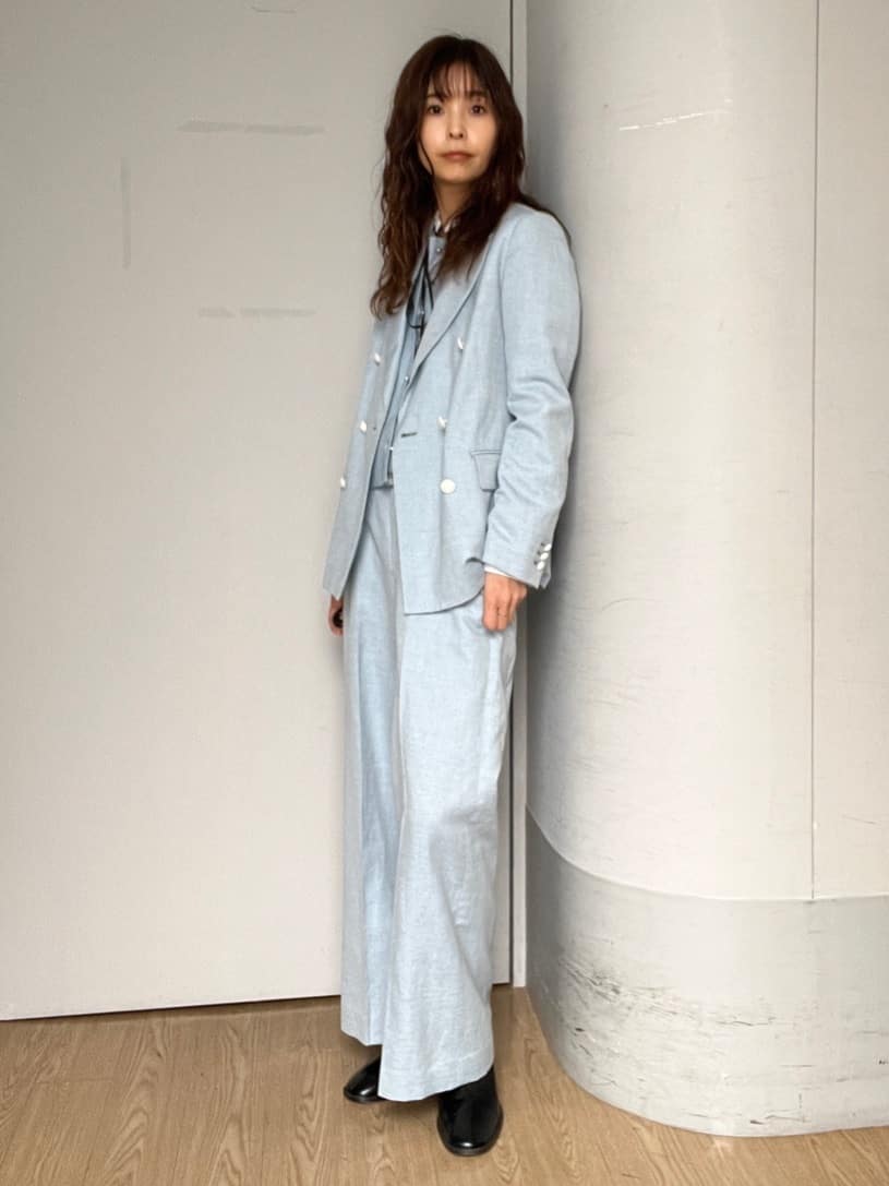 misaさんの「DRESSTERIOR｜【セットアップ可】リネンブレンドダブルブレストジャケット」を使ったコーディネート