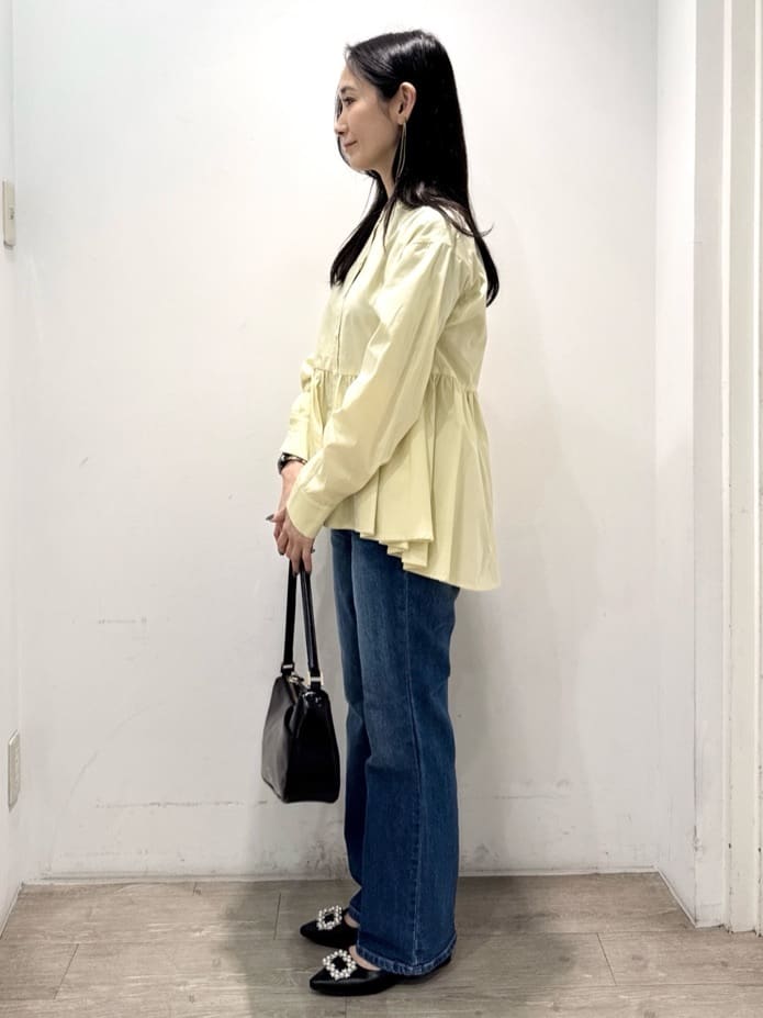 yuicciさんの「OPAQUE.CLIP｜ストレッチセミフレアデニム【洗濯機洗い可】《SS～LL》」を使ったコーディネート