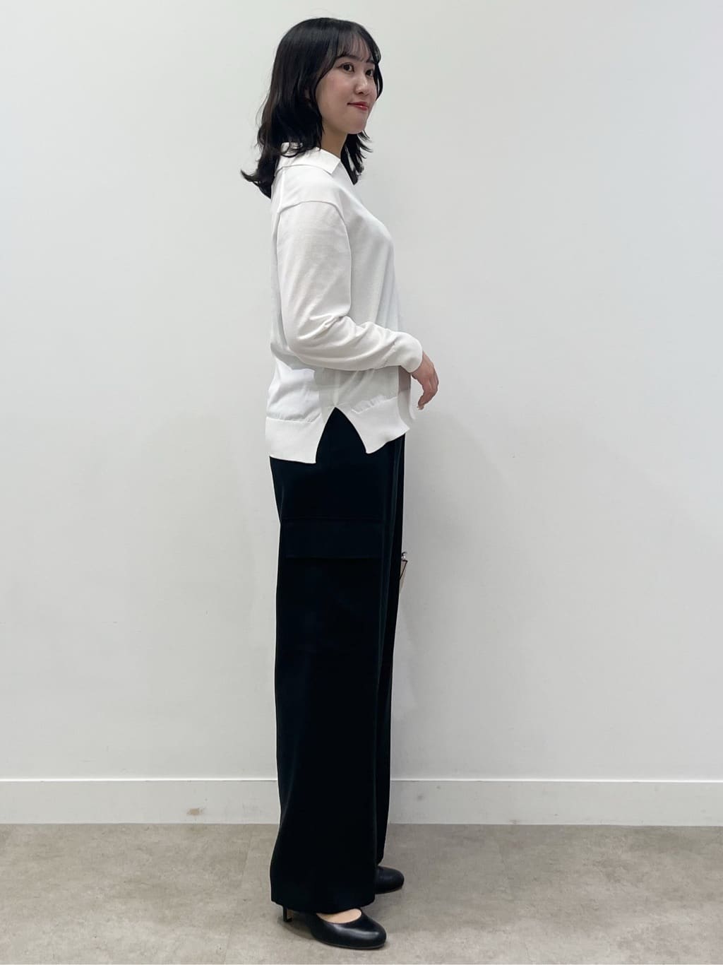 yukariさんの「Reflect｜スキッパーネックニットプルオーバー」を使ったコーディネート