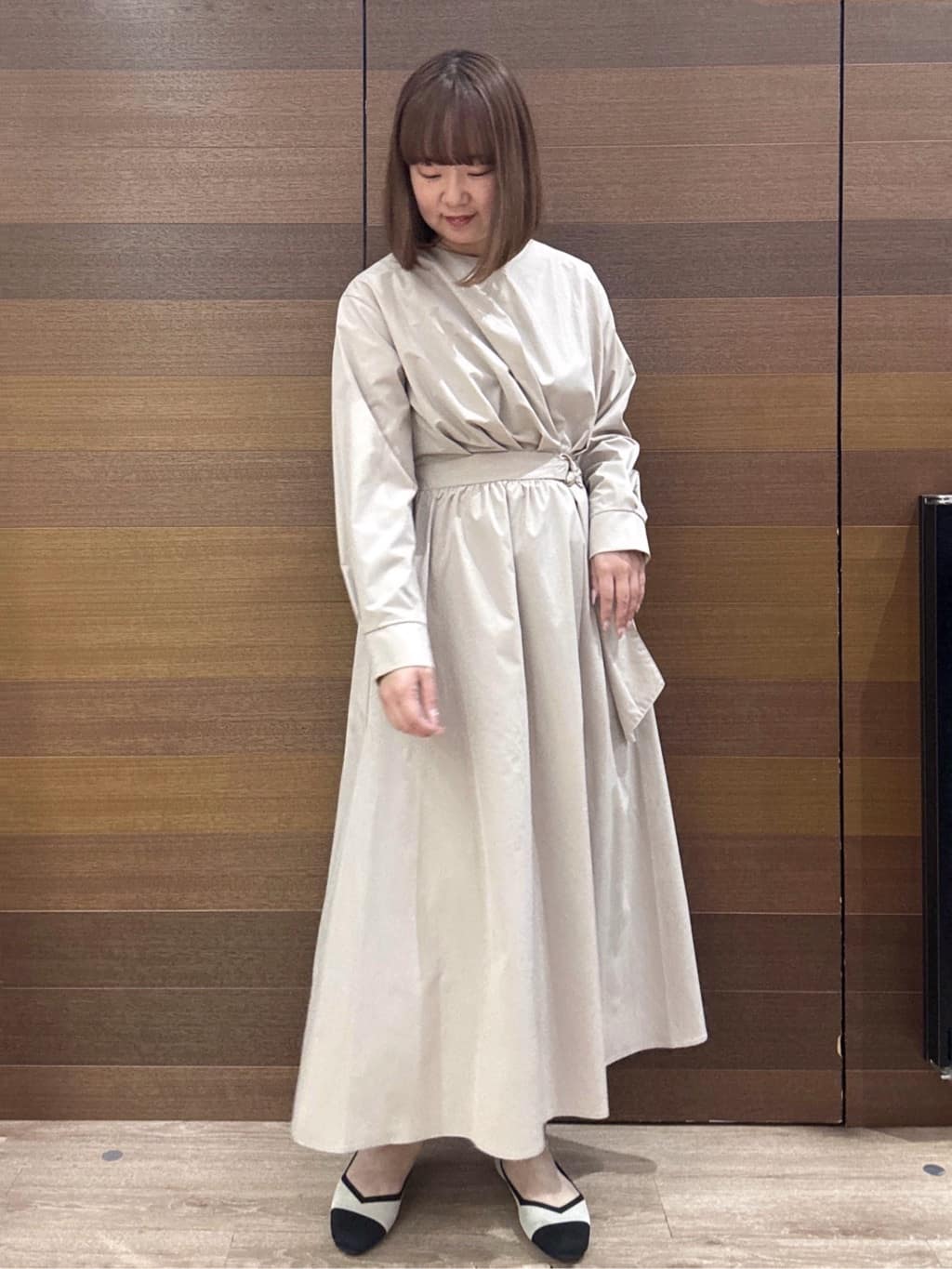 yumeさんの「OPAQUE.CLIP｜カシュクール風デザインワンピース【洗濯機OK】」を使ったコーディネート