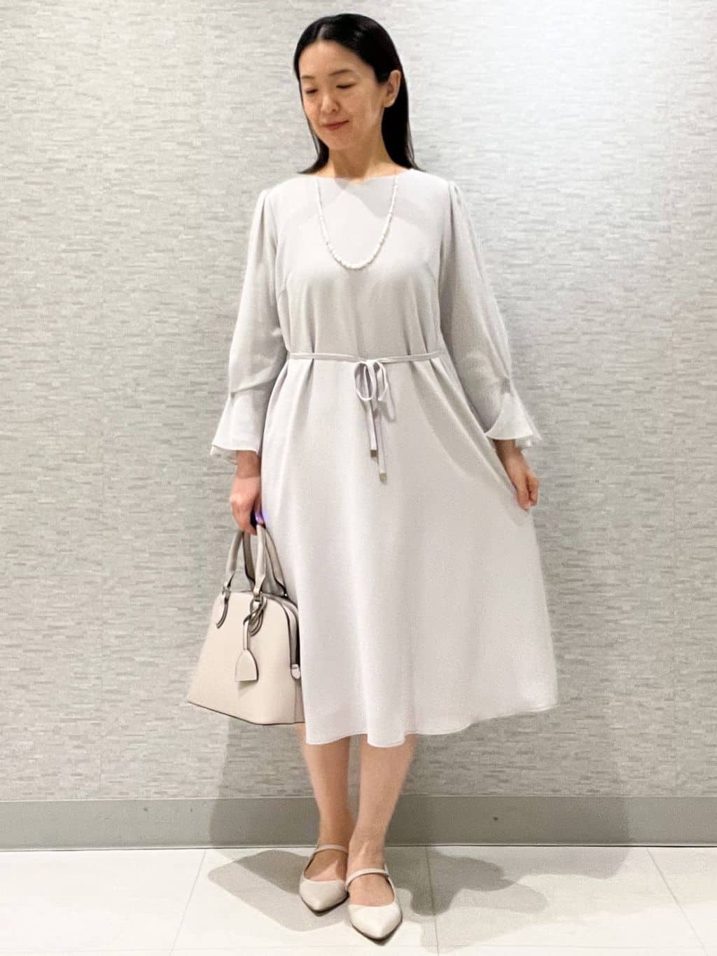 marikoさんの「Reflect｜【SS-4Lサイズ／付属リボン】スリーブデザインジョーゼットワンピース」を使ったコーディネート