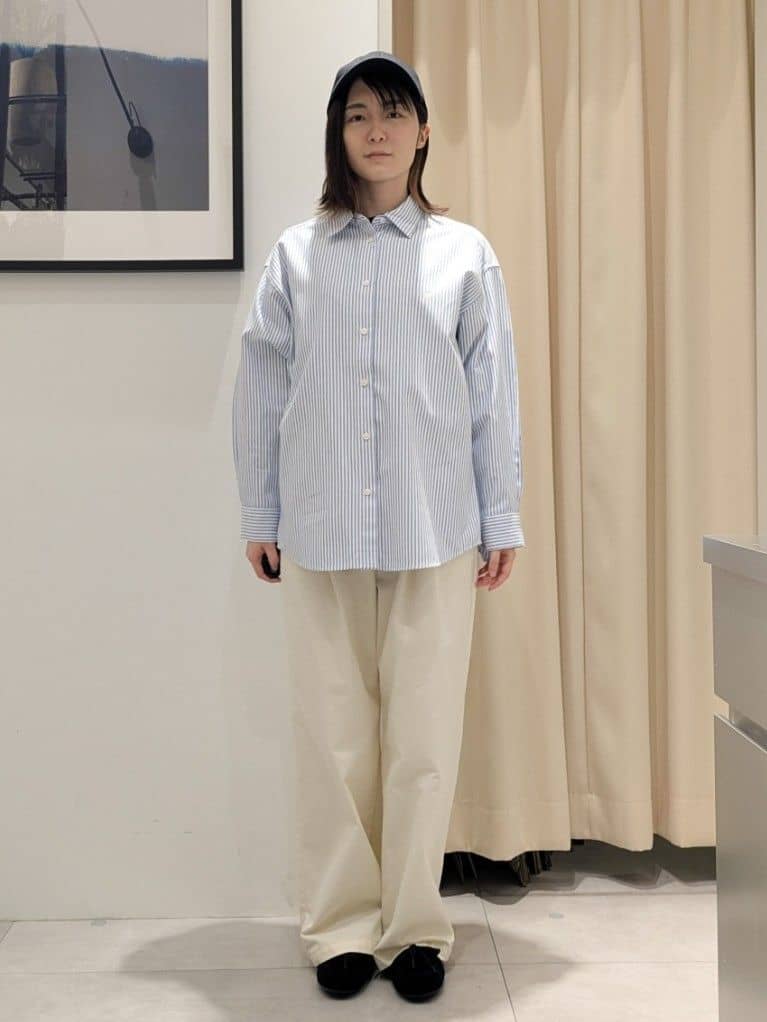 なめさんの「THE SHOP TK｜【POLO BCS 別注】ストライプOXシャツ」を使ったコーディネート