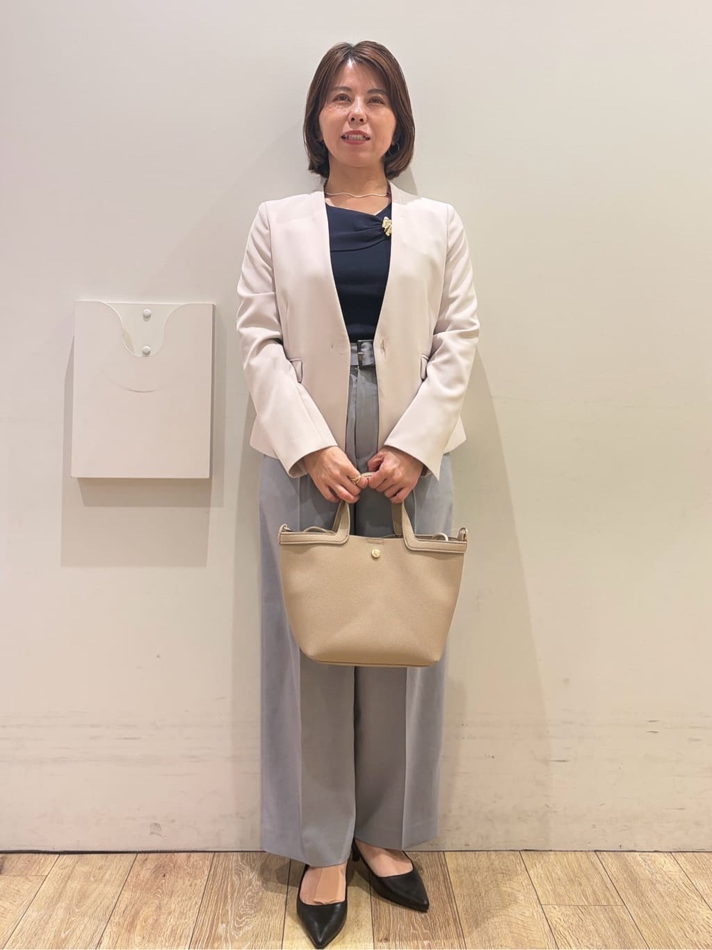 YUKOさんの「index｜ストレッチノーカラージャケット／セットアップ対応【洗濯機OK／防シワ／イージーアイロン】」を使ったコーディネート