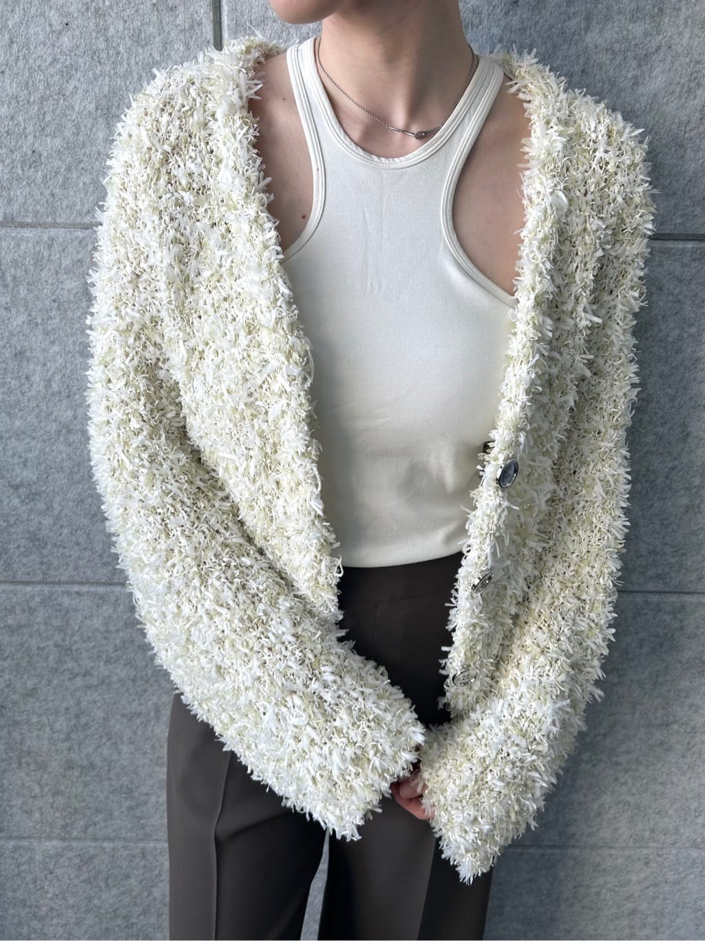 honoka Aさんの「CODE A｜fancy yarn cardigan」を使ったコーディネート
