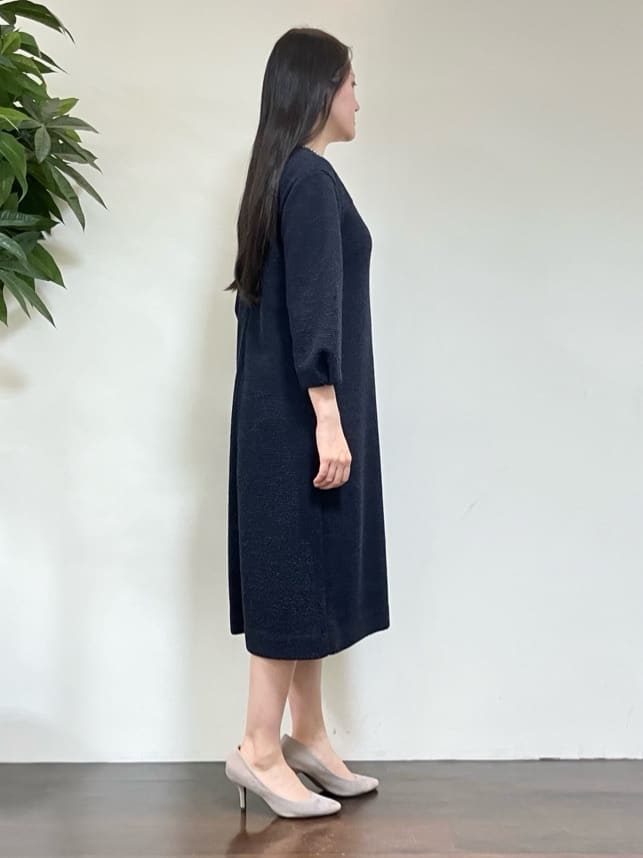 カレンさんの「UNTITLED｜【洗える/ストレッチ】ツイードジャージワンピース」を使ったコーディネート