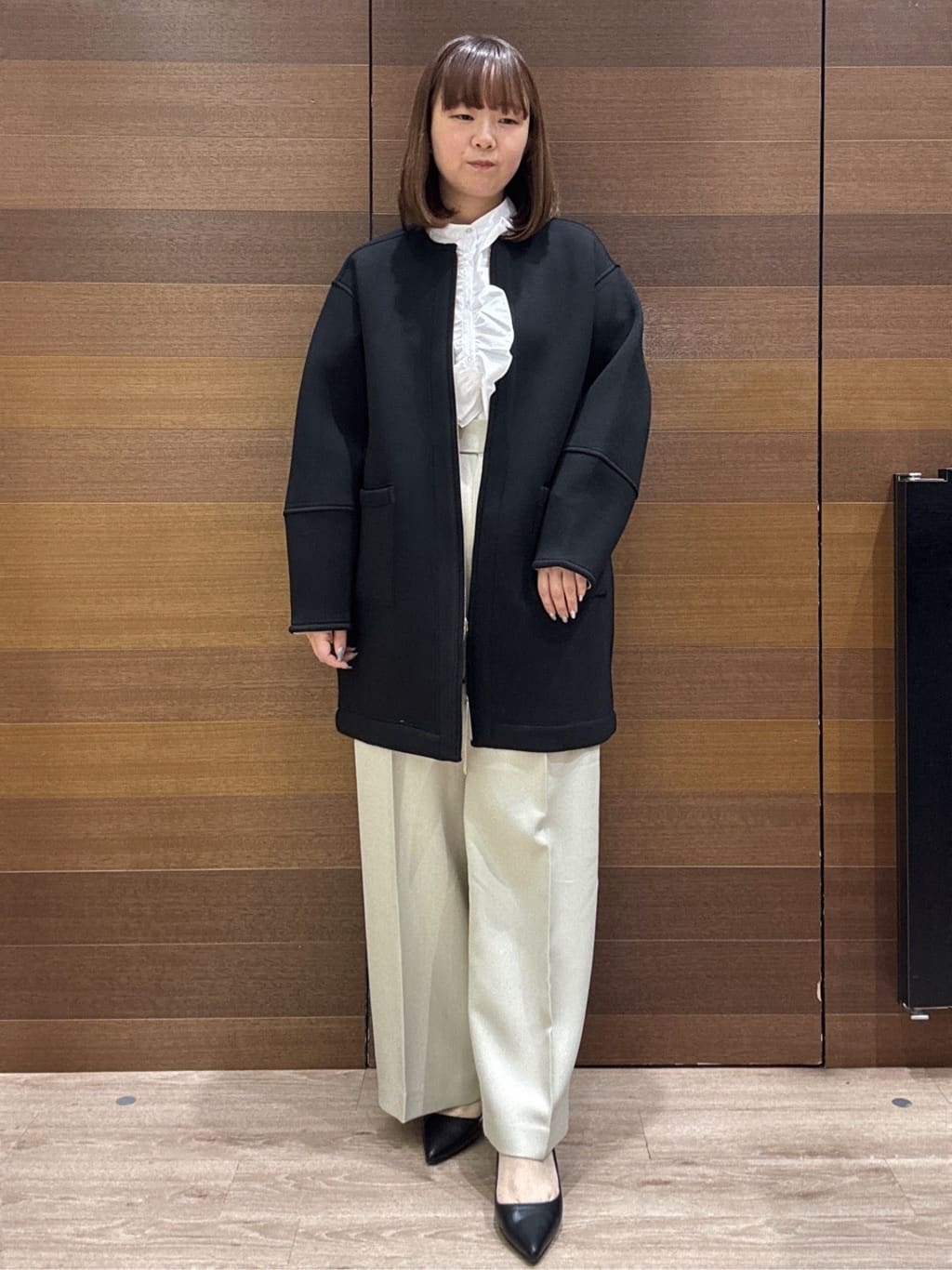 yumeさんの「OPAQUE.CLIP｜リバーシブル配色ノーカラーコート【洗濯機OK】」を使ったコーディネート