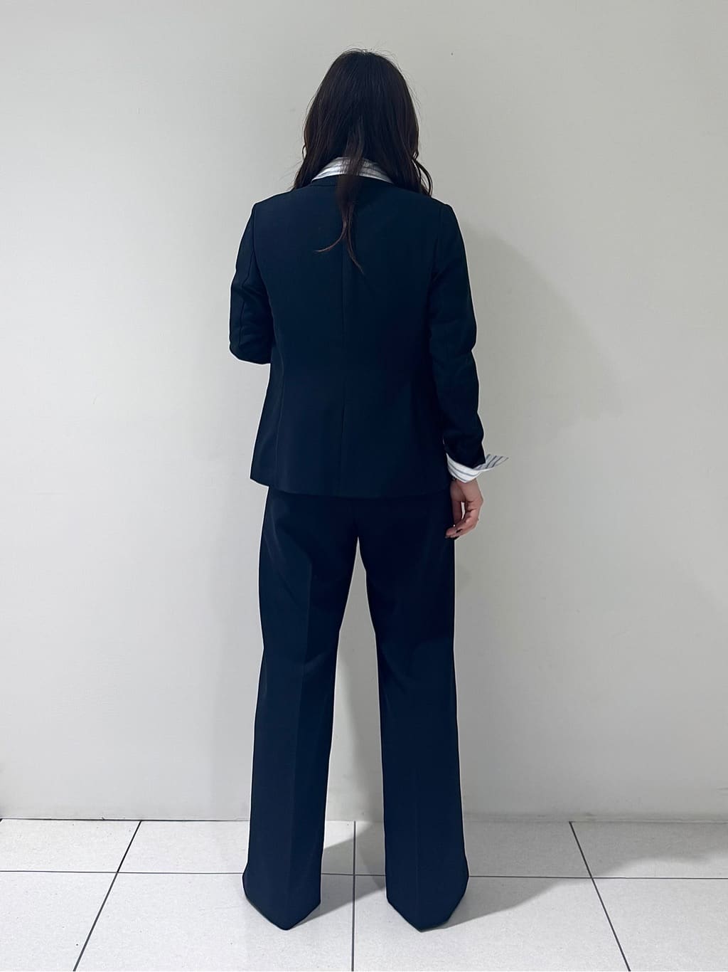 そんさんの「INDIVI｜【定番スーツ／UVケア／洗える】ウール調ノーカラージャケット」を使ったコーディネート