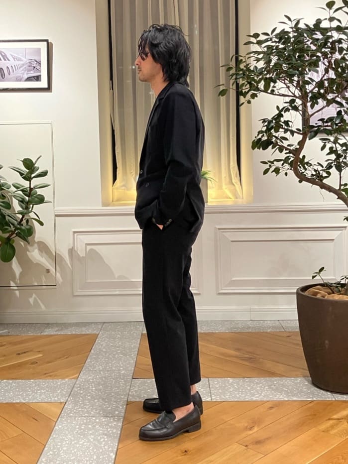 junyaさんの「DRESSTERIOR｜【ウォッシャブル】コットンシルク マルチボーダーニット」を使ったコーディネート