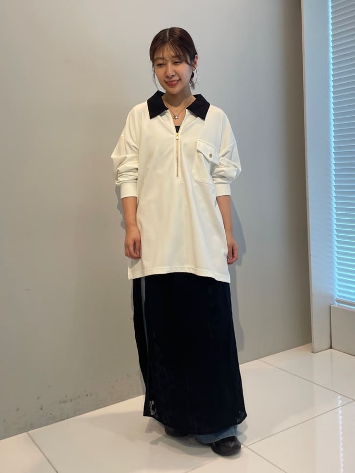 abeさんの「tk.TAKEO KIKUCHI｜ハードポンチクレリックハーフジップカットソー/ポケット/襟配色/バイカラー」を使ったコーディネート