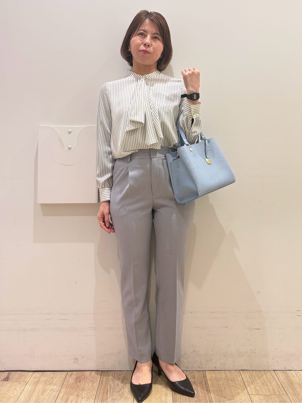 YUKOさんの「index｜ストレッチテーパードパンツ／セットアップ可【洗濯機OK／吸水速乾】」を使ったコーディネート