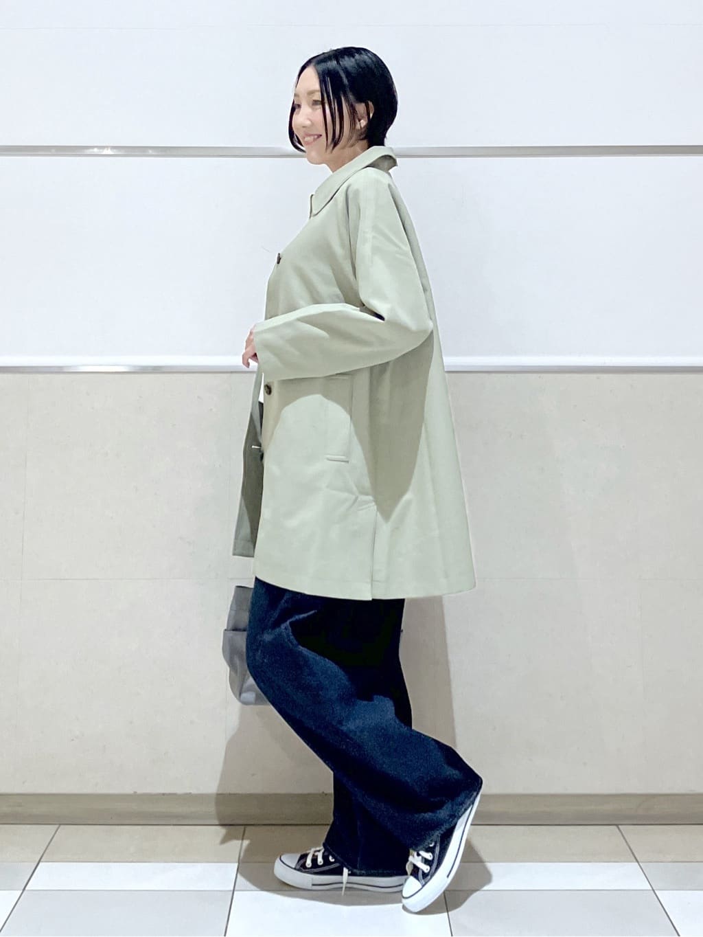 eriko さんの「Dessin｜【花粉ガード/撥水加工/洗える】ステンカラースプリングコート」を使ったコーディネート