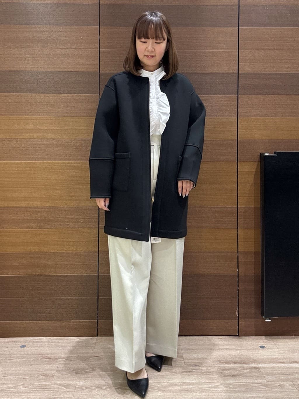 yumeさんの「OPAQUE.CLIP｜リバーシブル配色ノーカラーコート【洗濯機OK】」を使ったコーディネート