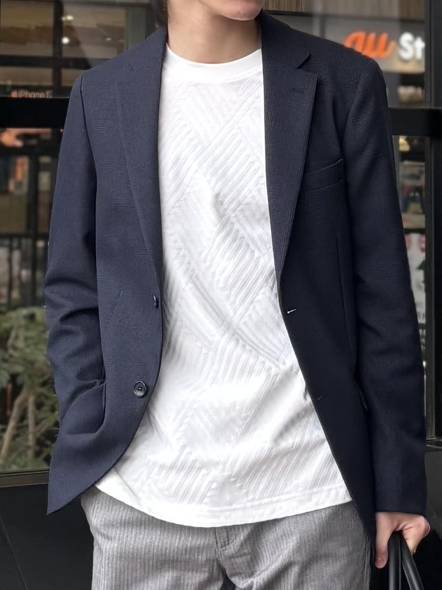うらしーさんの「THE SHOP TK｜【セットアップ可/防シワ/洗濯機OK】AVANT WOOLYグレンチェックジャケット」を使ったコーディネート
