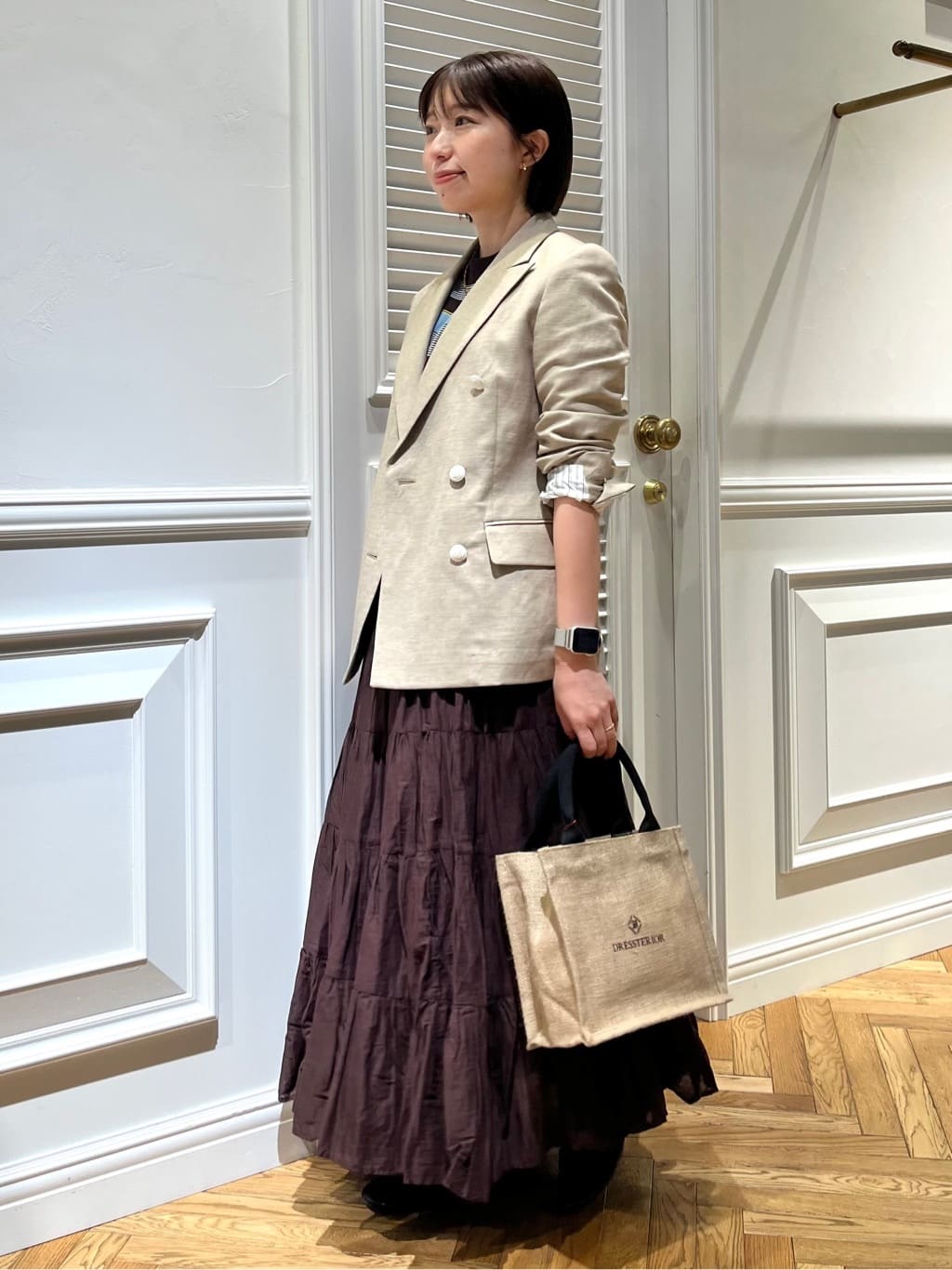 つじ まこさんの「DRESSTERIOR｜【セットアップ可】リネンブレンドダブルブレストジャケット」を使ったコーディネート