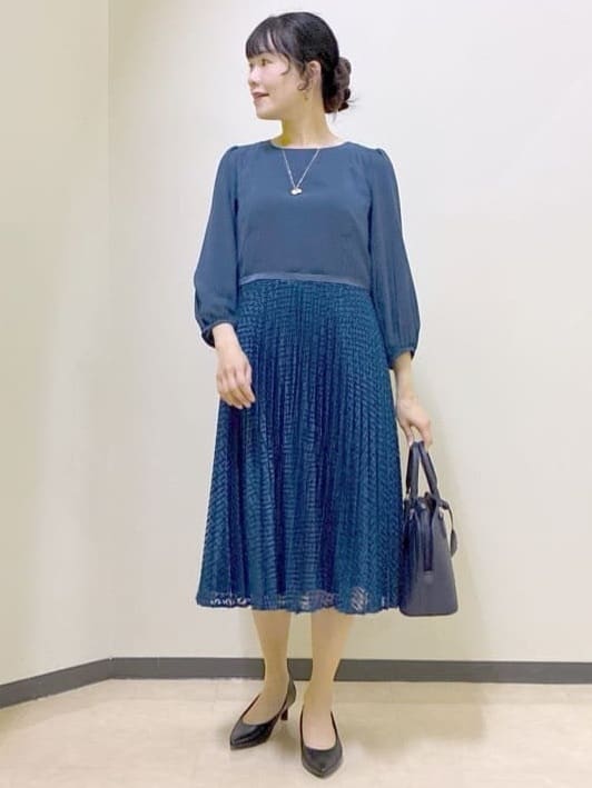  beni_gingerさんの「Reflect｜【SS-4Lサイズ】シフォン&times;幾何柄レースプリーツワンピース」を使ったコーディネート