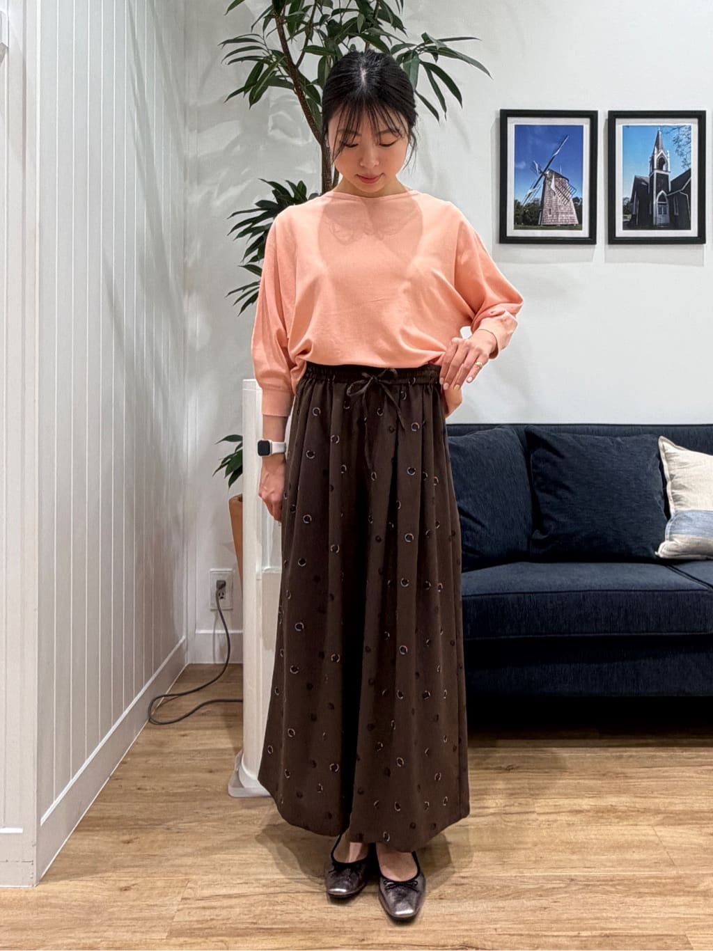 reinaさんの「Dessin｜【洗える】ドットワイドパンツ」を使ったコーディネート