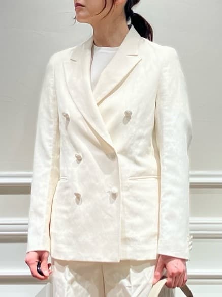 TSUKUIさんの「DRESSTERIOR｜【セットアップ可】リネンブレンドダブルブレストジャケット」を使ったコーディネート