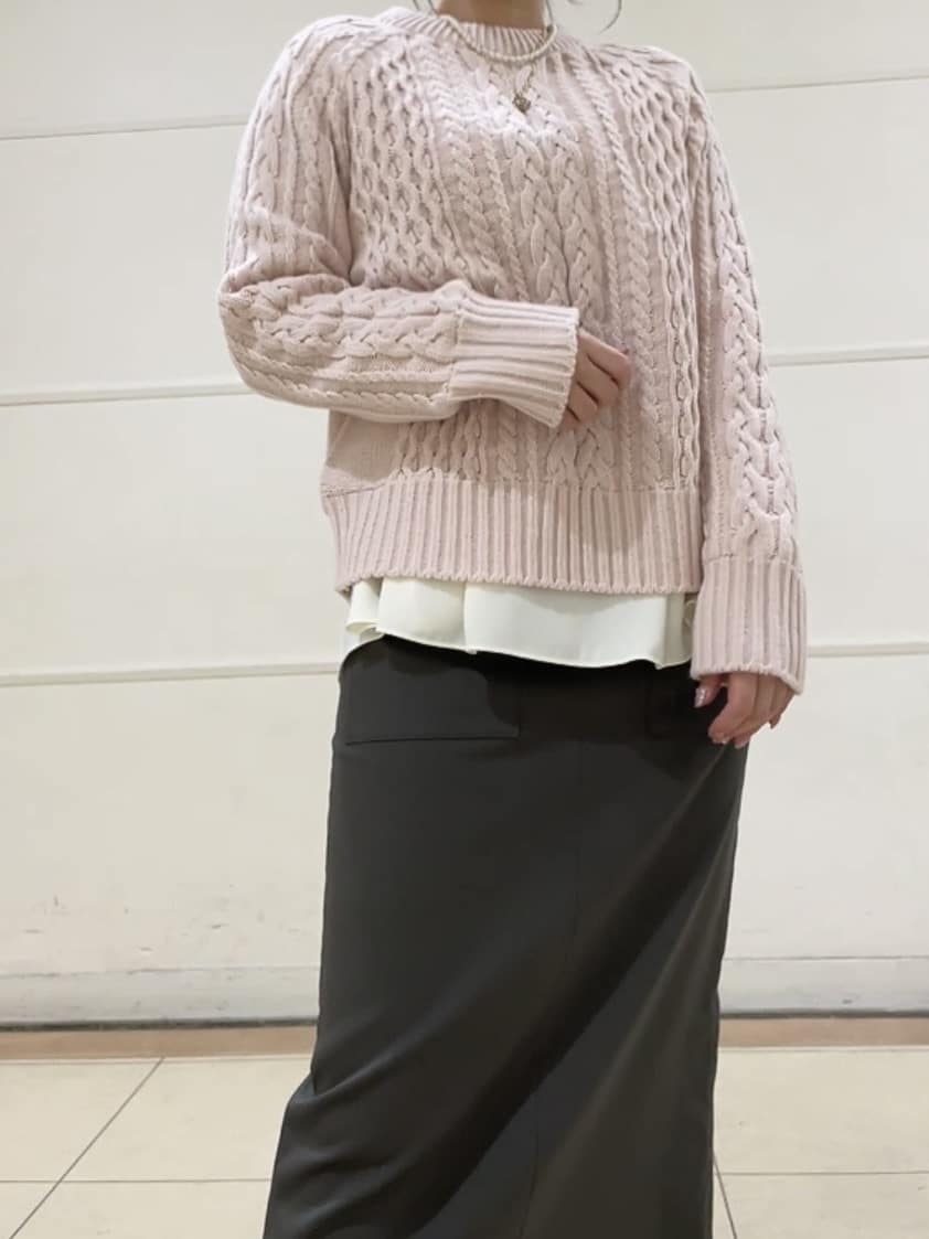 watanabeさんの「UNTITLED｜【洗える】スポンディッシュ ケーブル柄ニット」を使ったコーディネート