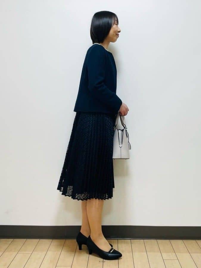 Riiさんの「Reflect｜【SS-4Lサイズ】シフォン&times;幾何柄レースプリーツワンピース」を使ったコーディネート