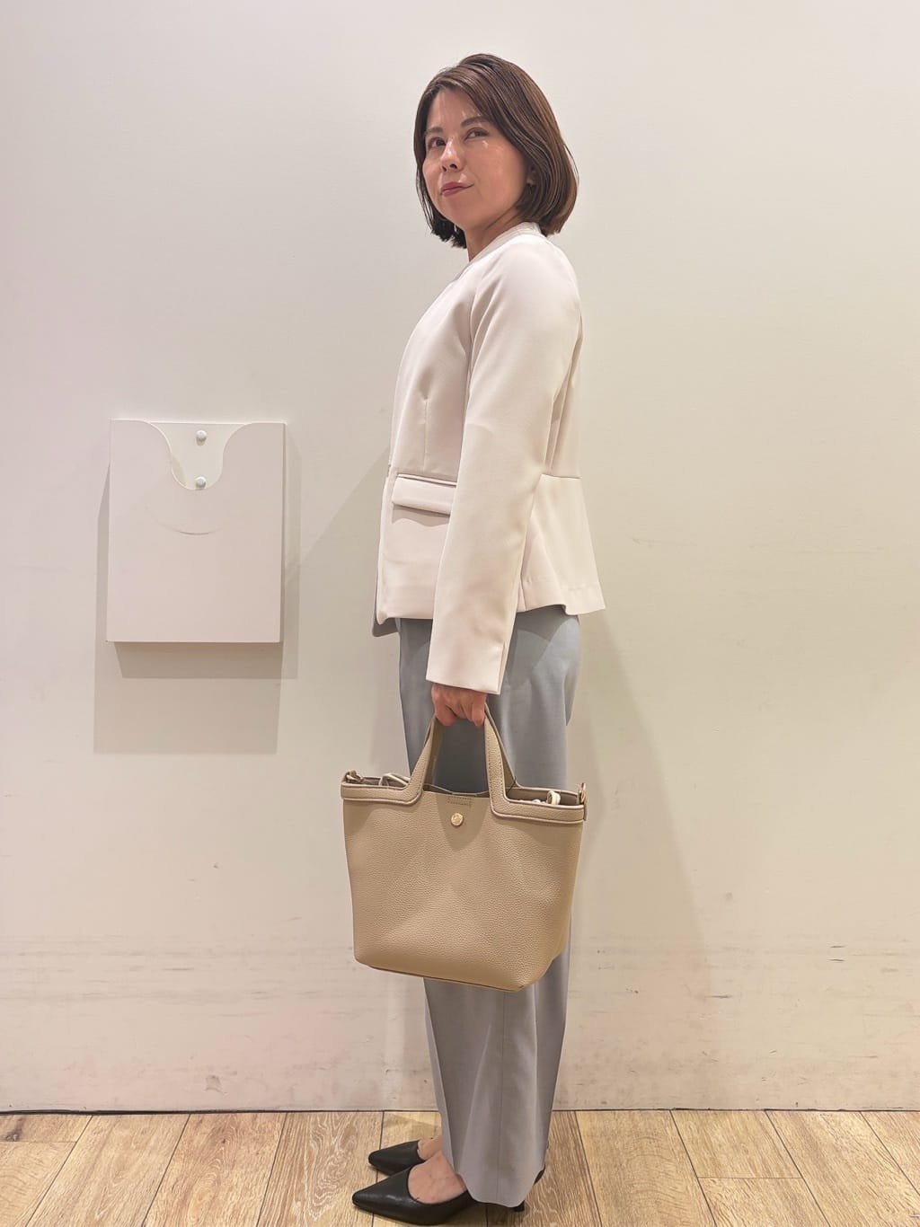 YUKOさんの「index｜ストレッチノーカラージャケット／セットアップ対応【洗濯機OK／防シワ／イージーアイロン】」を使ったコーディネート