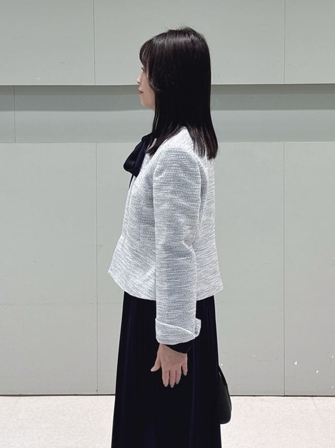 makiさんの「UNTITLED｜【きれいめ】ツイード ペプラムジャケット」を使ったコーディネート