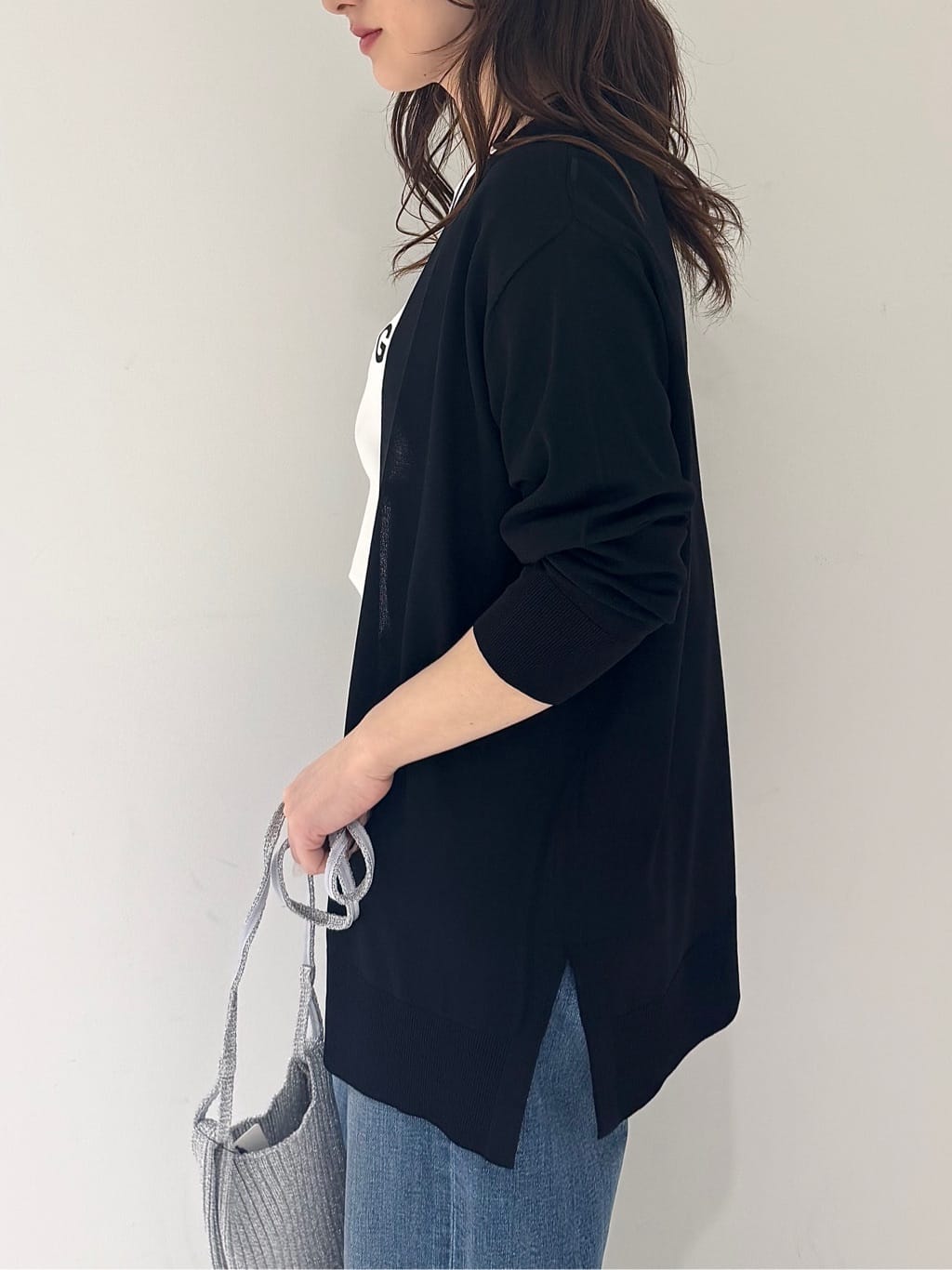 そんさんの「INDIVI｜【洗える／上品】きれいめ着流しカーディガンニット」を使ったコーディネート