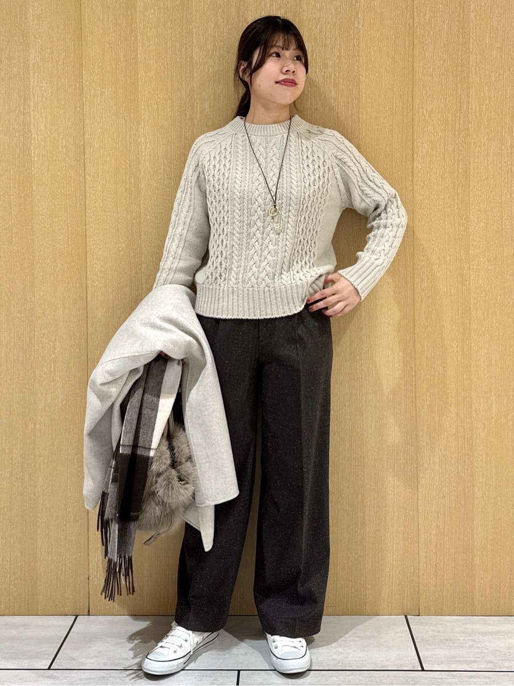 nanaさんの「UNTITLED｜【洗える】スポンディッシュ ケーブル柄ニット」を使ったコーディネート