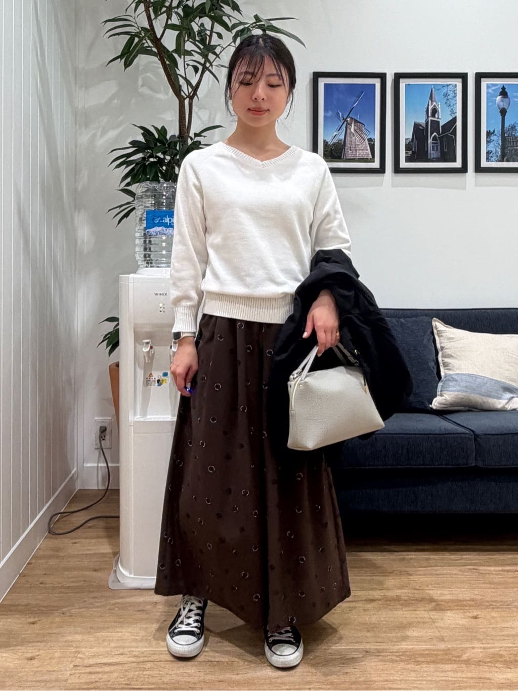 reinaさんの「Dessin｜【洗える】ドットワイドパンツ」を使ったコーディネート
