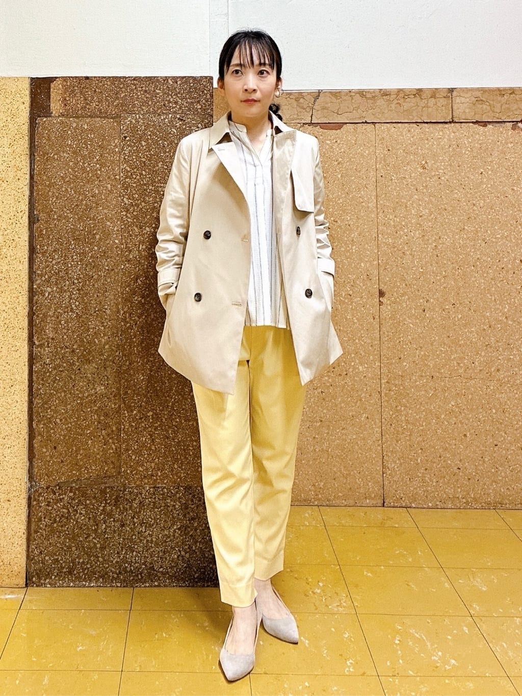 hattoriさんの「INDIVI｜【洗える／着心地楽ちん】ブラウス風ストライプカットソートップス」を使ったコーディネート
