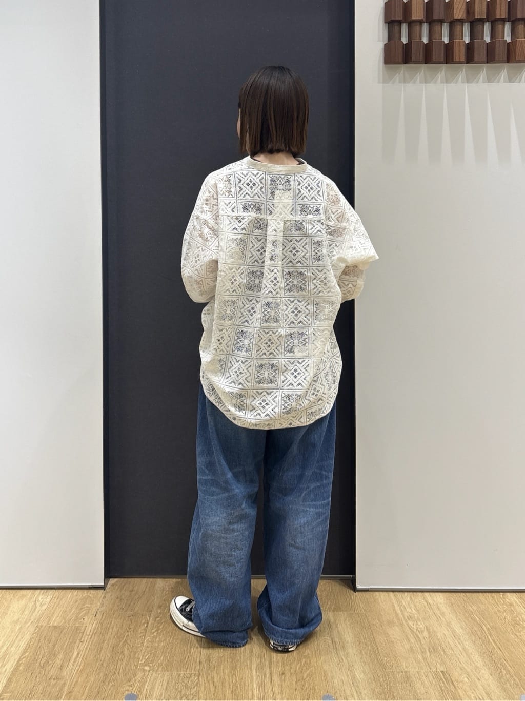 risaさんの「Dessin｜【洗える】スクエアレースノーカラーシャツ」を使ったコーディネート
