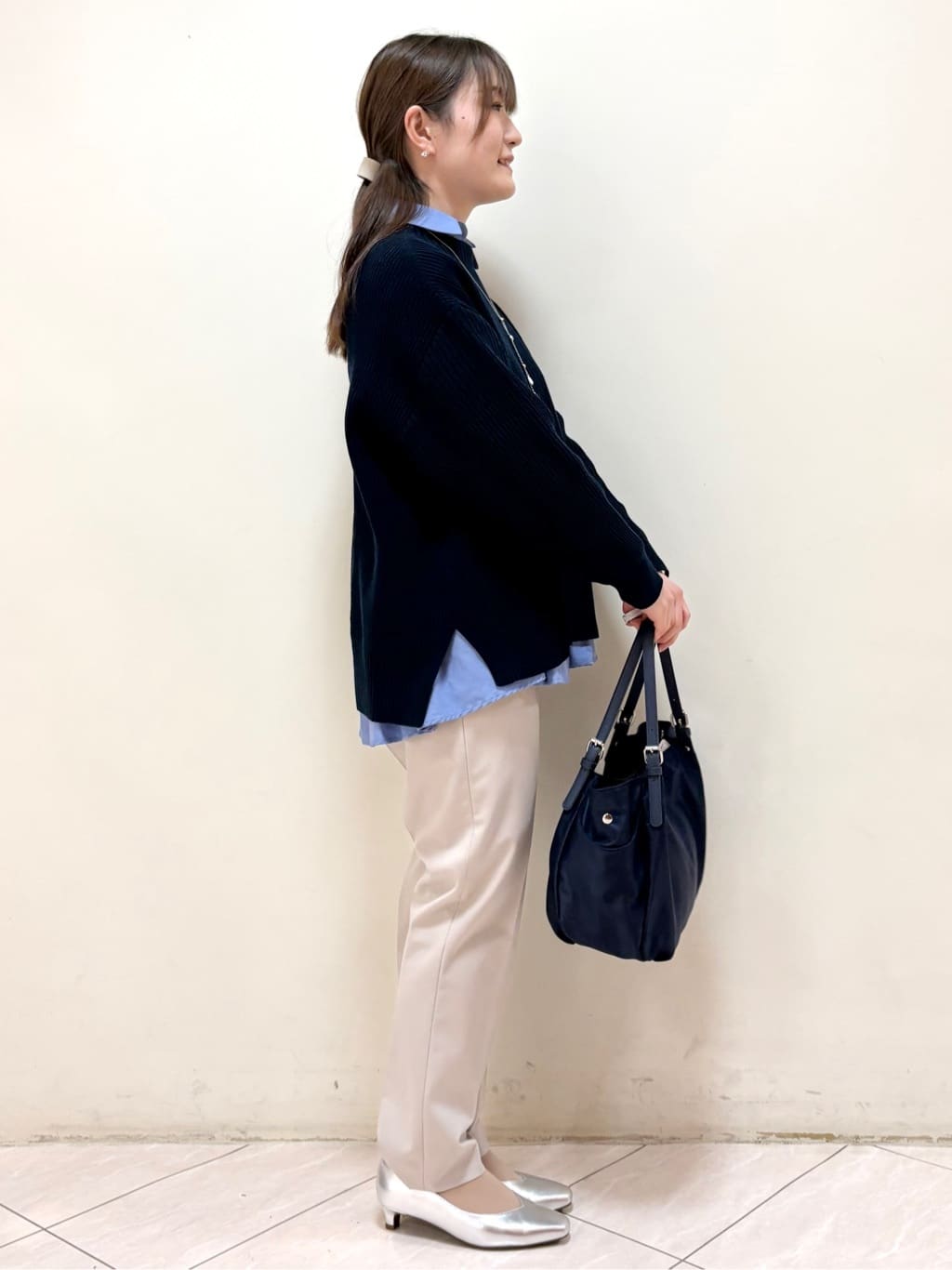 mikiさんの「Reflect｜【腰周りカバー／長め丈】モックネックニットプルオーバー」を使ったコーディネート