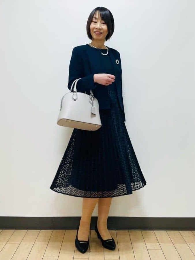 Riiさんの「Reflect｜【SS-4Lサイズ】シフォン&times;幾何柄レースプリーツワンピース」を使ったコーディネート