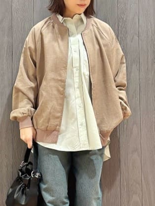 meiさんの「SHOO･LA･RUE｜【洗濯機可/S-LL】さらっと快適　麻調ゆるリブブルゾン」を使ったコーディネート