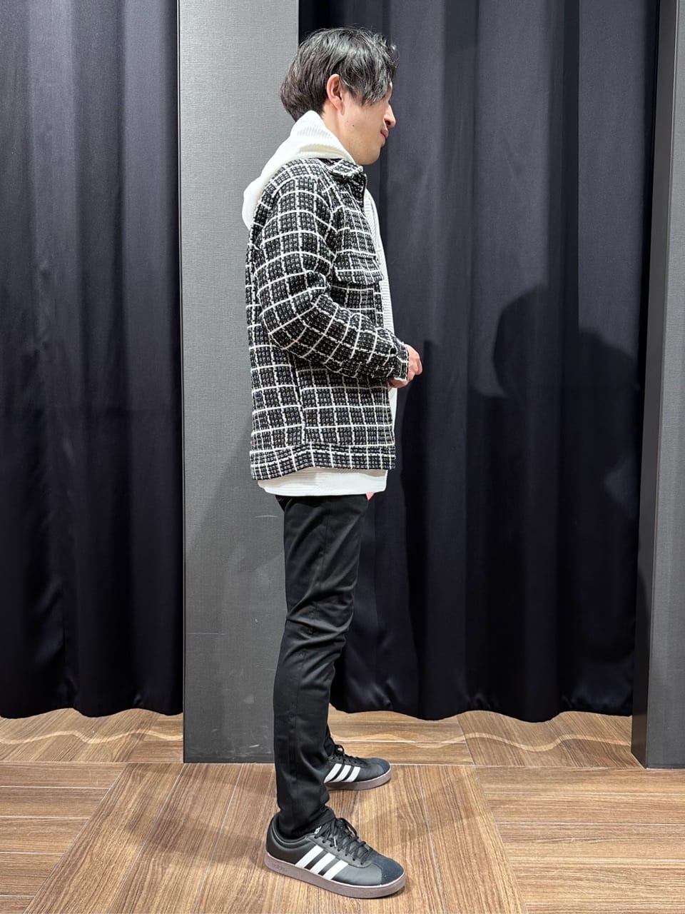 tomoyaさんの「THE SHOP TK｜【カジュアルに上品さをプラス】変わり織ツイードブルゾン　洗濯機OK」を使ったコーディネート